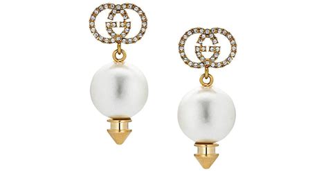 gucci white pearl earrings|Gucci interlocking g earrings.